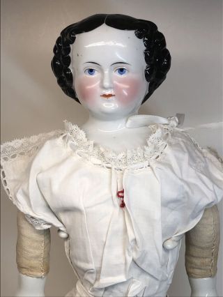 20” Antique German Porcelain China Head Doll Aw Kister Low Brow 1860 - 80’s A