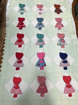 Sunbonnet Sue Handmade Quilt.  Set Of 2 Quilts,  Twin Size.  Vintage.  Adorable