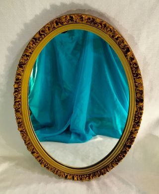 Vintage Oval 27 X 19 " Wall Mirror Ornate Gold Victorian Style Frame