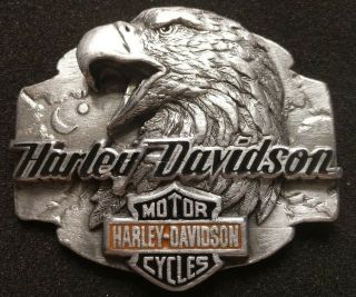 Vintage 1992 Harley - Davidson Bar & Shield Screaming Eagle Belt Buckle Pre - Owned