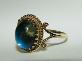 Full Of Character Lovely,  Antique Victorian 9 Ct Gold Foiled Back Moonstone Ring