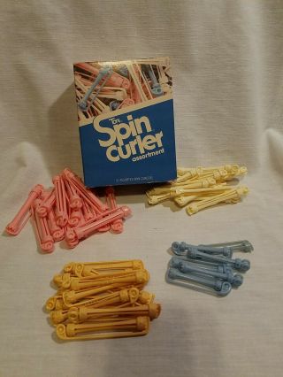 Vintage Toni Spin Curler Assort W/ Box Hair Rollers Perm Rods 4 Colors