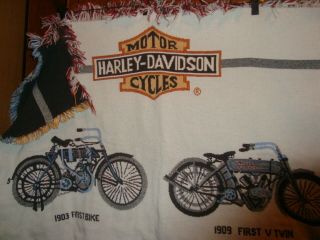 Harley Davidson Vintage Woven Tapestry Throw Blanket Motorcycle Print 65x46