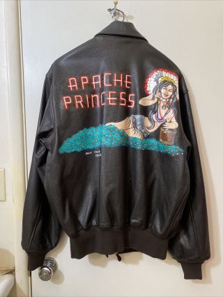 Wwii Style A - 2 Painted Flight Jacket Apache Princess B - 25 Nose Art Sz.  42r Named
