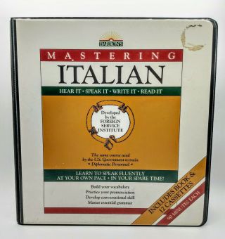 Vintage Barron’s Mastering Italian Language Course 12 Cassettes & Book