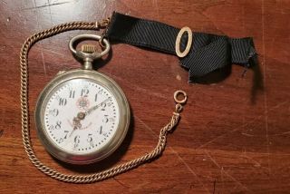 Antique Ww1 Trench Art Pocket Watch With Chain (not)