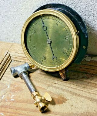 Early 1900s Large 6 " Lonergan Vintage Brass Pressure Gauge,  Antique,  Steampunk
