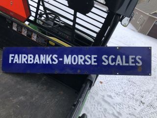 Antique 50” Fairbanks Morse Scales Porcelain Long Sign