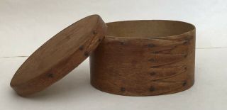 1800s Antique Shaker Style 6 - Finger Oval Wood Pantry Box 7 ¼”x 6”x 4”