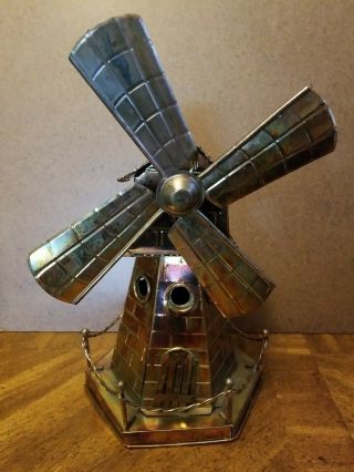 Vtg Windmill Sculpture Metal Copper Music Box " Windmill Of Your Mind " 12 "