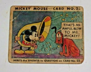 Very Rare Vintage 1935 Mickey Mouse Bubble Gum Card No.  23 By Walt Disney