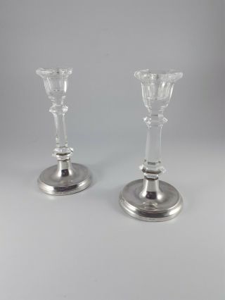 Broadway & Co.  Silver And Crystal Candle Sticks.  Fully Hallmarked.
