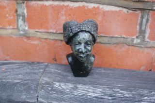 Vintage Small Hand Carved Bust Tribal Head Carved In Stone