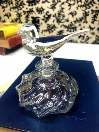 VINTAGE CLEAR CUT GLASS PERFUME BOTTLE WITH LARGE BIRD STOPPER 2