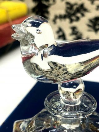 VINTAGE CLEAR CUT GLASS PERFUME BOTTLE WITH LARGE BIRD STOPPER 3