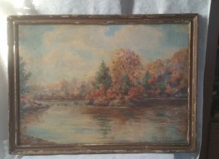 Antique Early Gouche Oil Painting Signed Wilson Hammel Impressionism Landscape