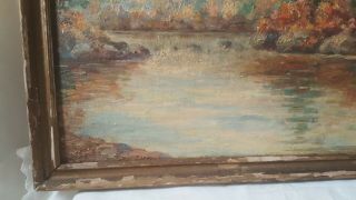 Antique Early Gouche Oil Painting signed Wilson Hammel Impressionism Landscape 3
