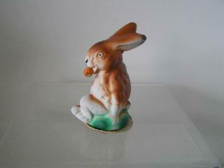 Antique German Compo Paper Mache Rabbit Candy Container Sitting W/carrot Prewwll