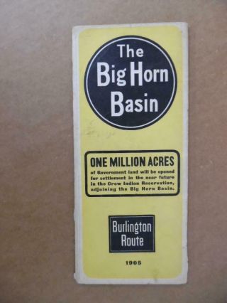 1905 Burlington Route Big Horn Basin Wyoming Crow Indian Land Brochure Rare