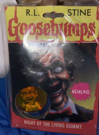 Vtg Rare Goosebumps Night Of The Living Dummy Hologram Necklace In Package