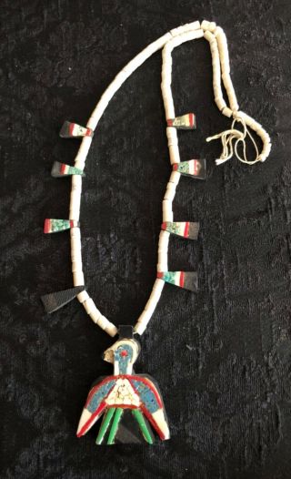 Antique Depression Era Santo Domingo Pueblo Thunderbird Necklace