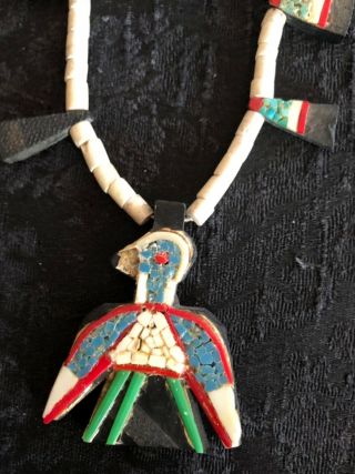 Antique Depression Era Santo Domingo Pueblo Thunderbird Necklace 2