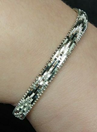 Vintage Heavy Sterling Silver Bracelet 7 Inches Long