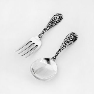 Repousse Baby Set Fork Spoon Sterling Silver Kirk