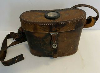 Antique Wwi 1915 - 16 Carl Zeiss Jena D.  F.  8x Binoculars With Quiver And Compass