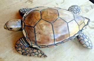 Huge 24 " Hand Carved Wooden Turtle,  Papua Guinea