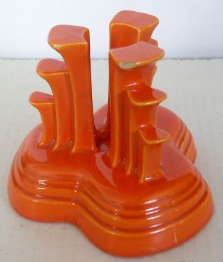 Vintage Fiesta Red Orange Pyramid Tripod Candlestick Holder Fiestaware