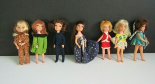 Vtg 1967 Uneeda Tiny Teen Dolls Miss Tiny Teens Set Of 7 All
