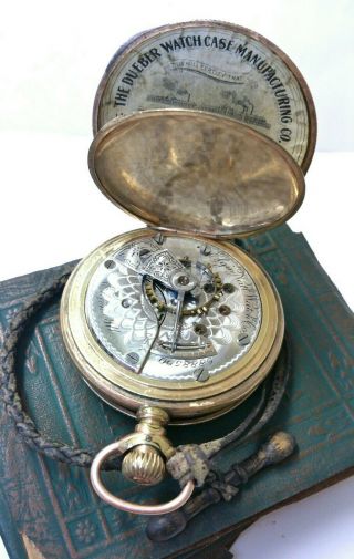 Antique 1800s Elgin Pocket Watch 14k Gold Filled Dueber Hunters Watch Case