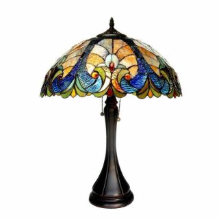 Tiffany Style Victorian Design 2 - Light Bronze Table Lamp By Chloe Lighting - Nib