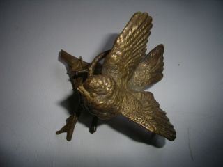 Antique French Solid Bronze Sculpture Of Bird,  Ferdinand Pautrot (1832 - 1874)