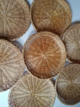 7 Vintage Wicker Rattan Paper Plate Holders Chargers Picnic Kitchen