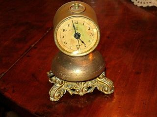 Antique Waterbury Alarm Clock With Bell Bottom Still Runs And Rings