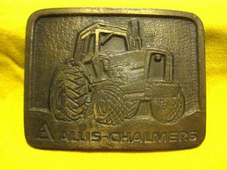 Vtg Heavy Solid Brass Official Allis Chalmers Tractor Farming Farm Belt Buckle
