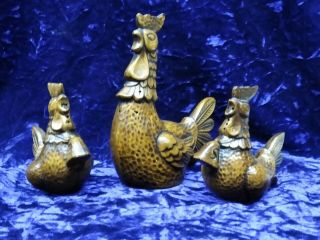 Vintage 1960s Brown Ceramic Roosters Salt And Pepper Shakers W Tooth Pick Holder