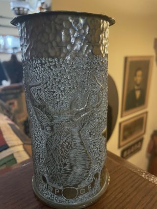 Antique Ww1 Trench Art Brass Shell Casing Bpoe Elks Club Vase