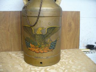 Antique Rustic Country American Eagle 5 Gallon Milk Can Gold Paint Very Solid