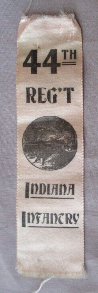 Antique 44th Indiana Infantry Regiment Civil War Reunion Ribbon