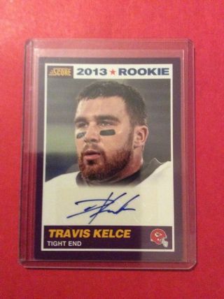 Travis Kelce 2013 Score Autograph Rookie Card Short Print Purple