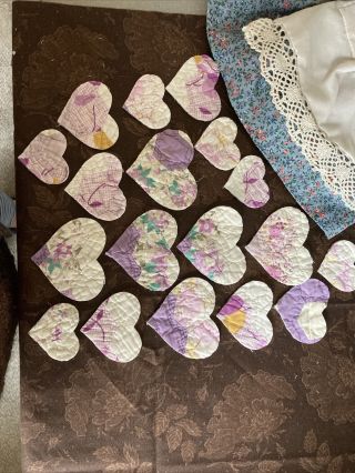 18 Die Cut Lavender Hearts From Vintage Cutter Quilt
