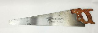 Antique Vintage Disston D 23 10 Point Hand Saw Carpenters Wood Tool Wheat Usa