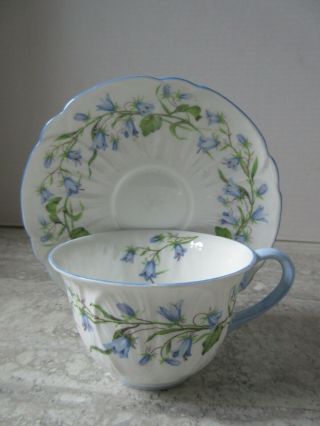 Old Vintage Shelley Harebell Porcelain Cup & Saucer Oleander Shape