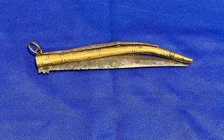 Vintage Navaja Engraved Brass Folding Knife (35367 - 1)