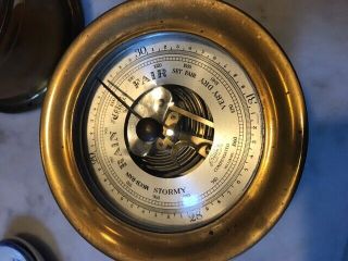 Vintage Antique Salem Clock Co Ships Bell & Barometer Set Brass Winding Nautical 2