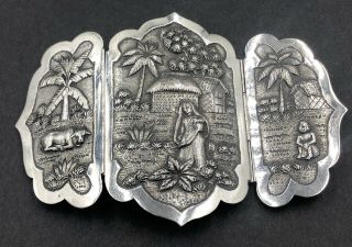 Decorative Indian Silver Belt Buckle Circa 1900