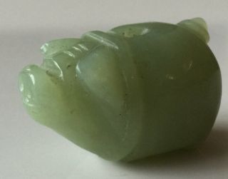 Antique Vintage Chinese Carved Jade Pig Pendant Bead For Necklace 21g